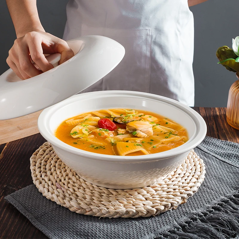 2020 новый продукт белая фарфоровая посуда Tureen керамическая чаша с