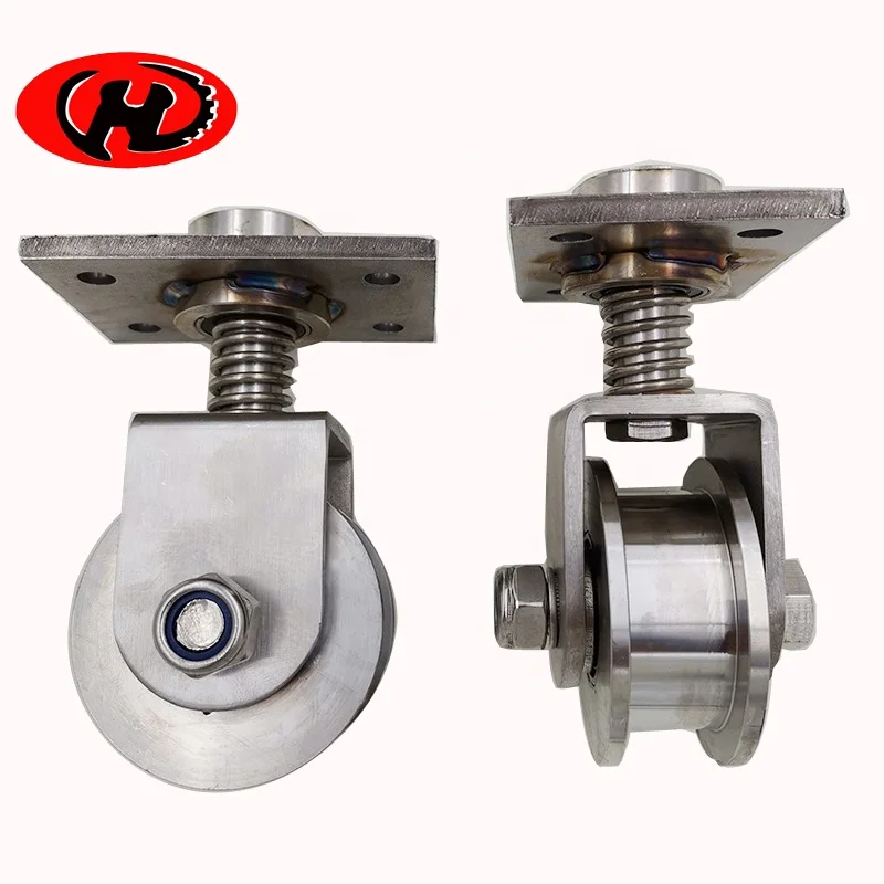 360 rotation stainless steel gate track roller wheel  201 304 stainless steel  roller with top mounted plate