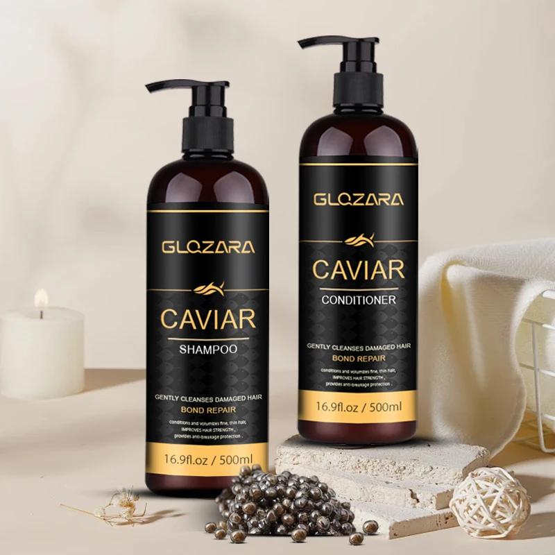 Custom Logo Salon Professional Caviar Essence Shampoo And Conditioner Luxury Hair Care Set Champoo Caviar Shampoo