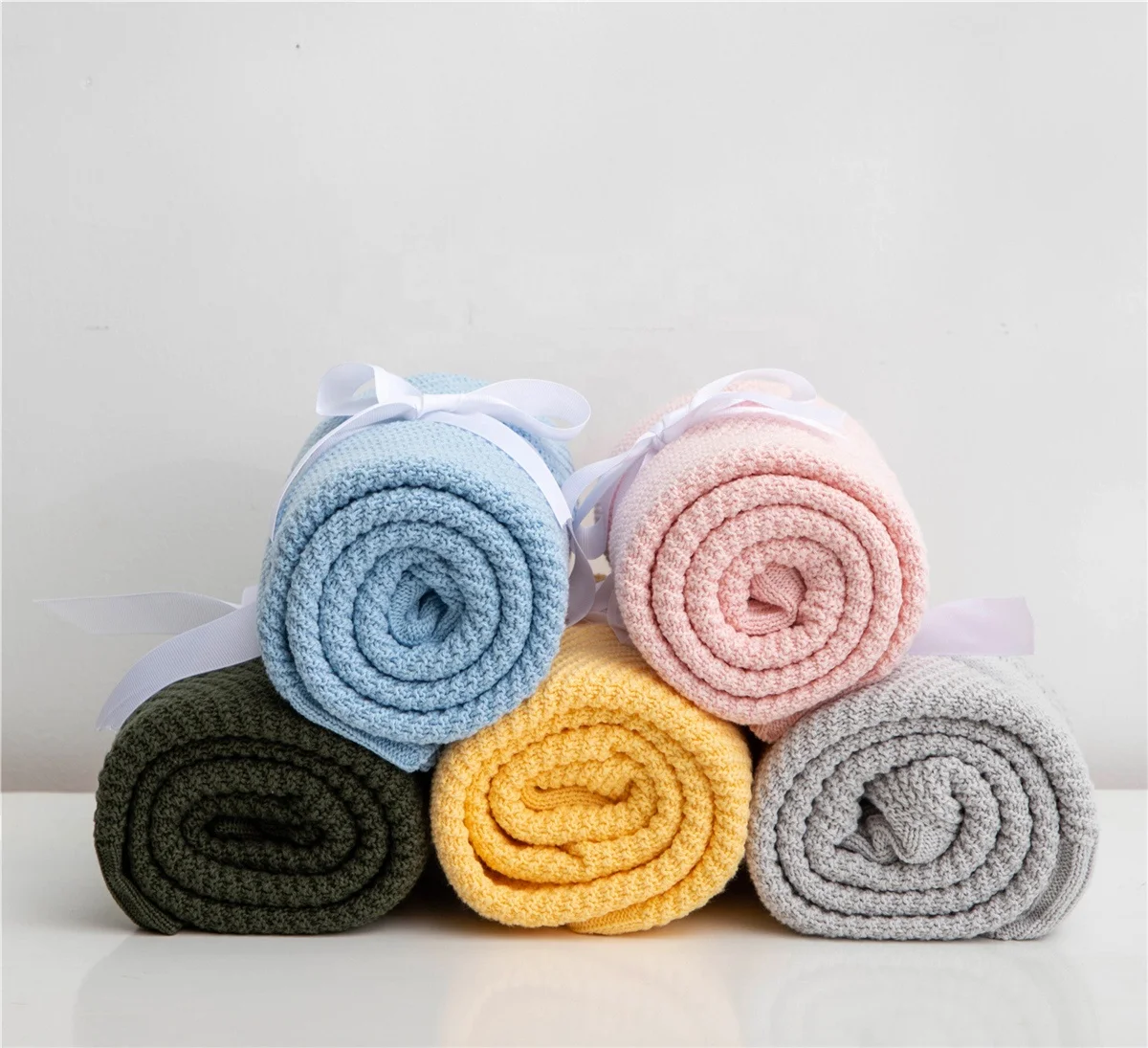 100% Cotton Crochet Baby Blanket Knitted Throw Blankets for Baby