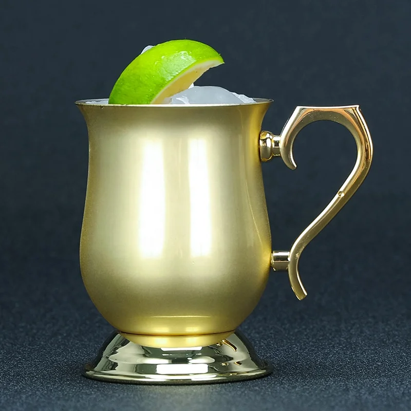 Vintage Classic Copper Plated Moscow Mule Mugs Stainless Steel Reusable Cocktail Beer Vodka Cups With Base