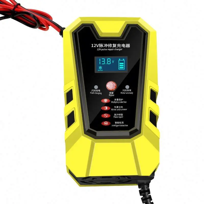 12V 6A Pulse Repair Charger with LCD Display, Automatic Smart Fast Battery Charger,Motorcycle Car Battery Charger