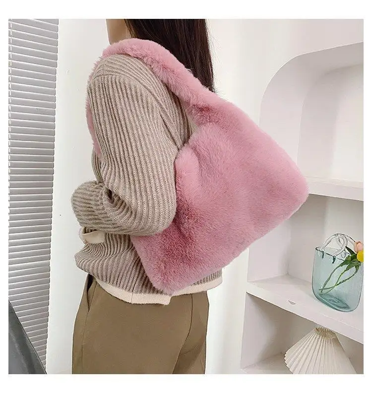 hand carry bag faux fur women handbag portable cross-body bag leisure manufacturers wholesale