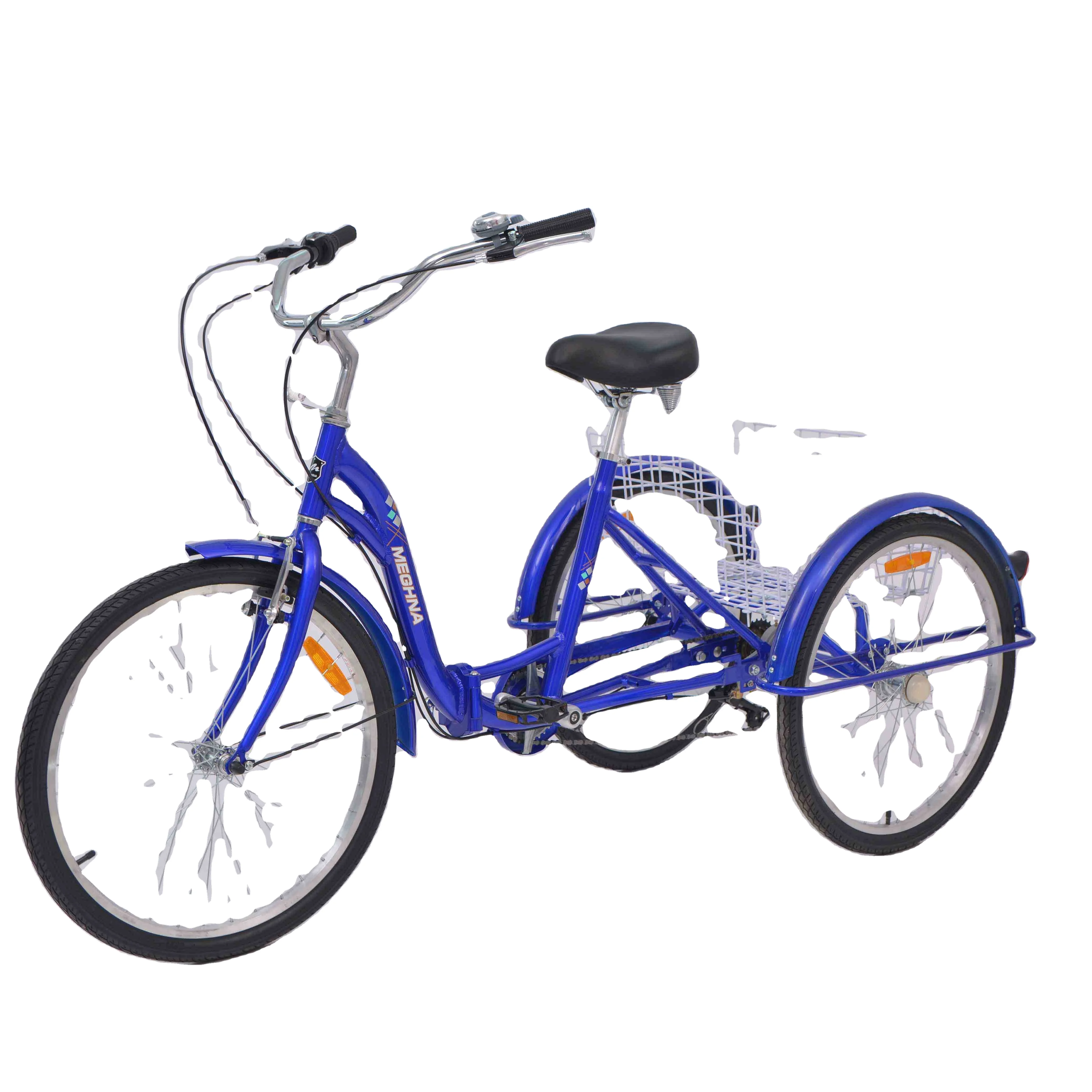 24 Inch Adult Aluminum Alloy Frame Triciclo Para Adultos 3 Wheel Trike Folding Cargo Rickshaw Pedal Bike Tricycle