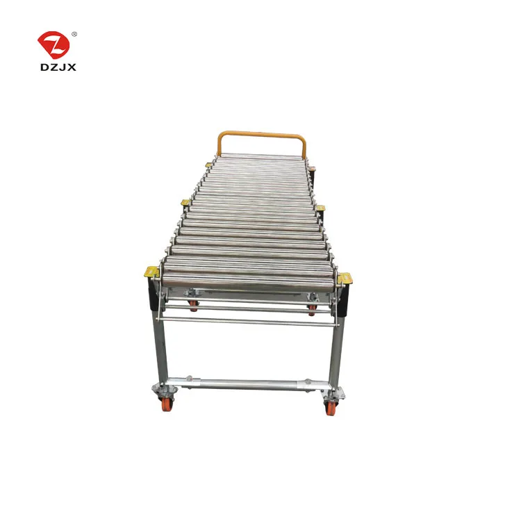 DZ stainless steel power retractable expandable gravity telescopic flexible roller conveyor