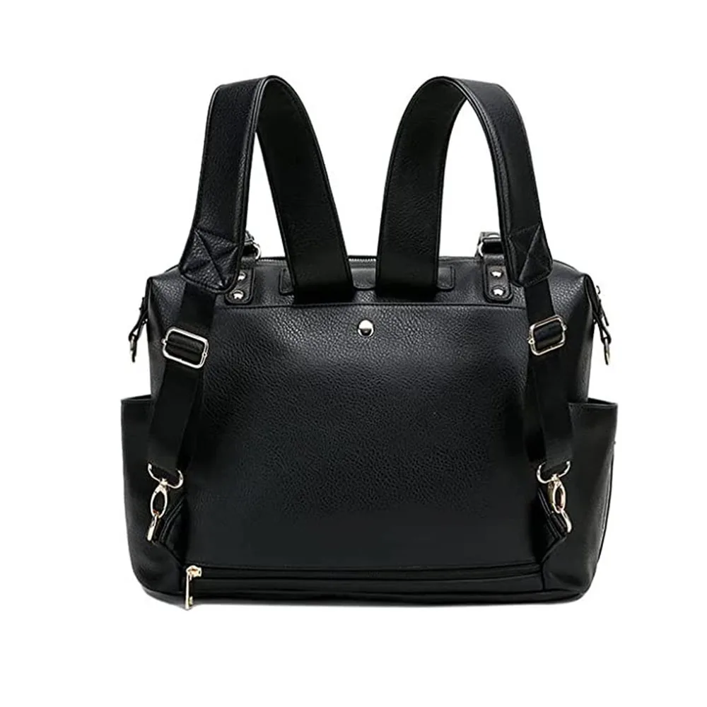 Stylish spacious large 3 ways carry convertible backpack leather mommy baby diaper tote bag