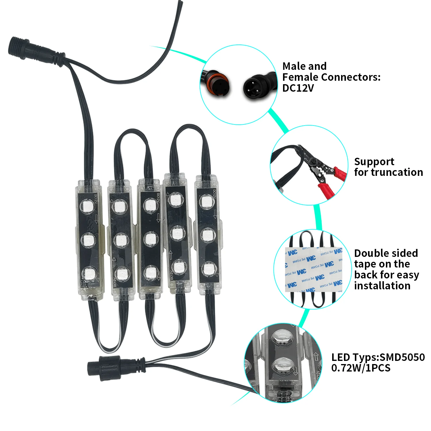 gouly direct marketing outdoor led module injection 1.44w rgb chasing color mini module led