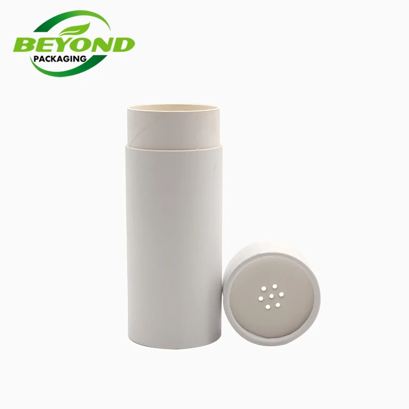 High Quality Biodegradable White Cardboard Seasoning Container Food Packaging Paper Tube with Shaker Top for Salt