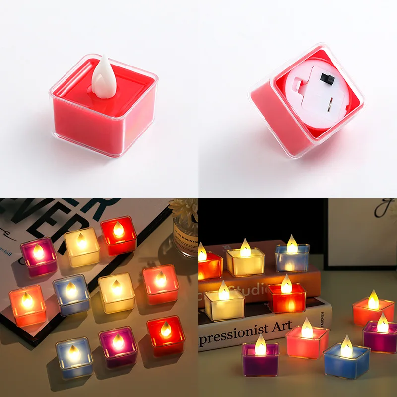 New Simulation Led Square Electronic Candle Smokeless Christmas Small Tea Wax Atmosphere Lamp Decorative Props