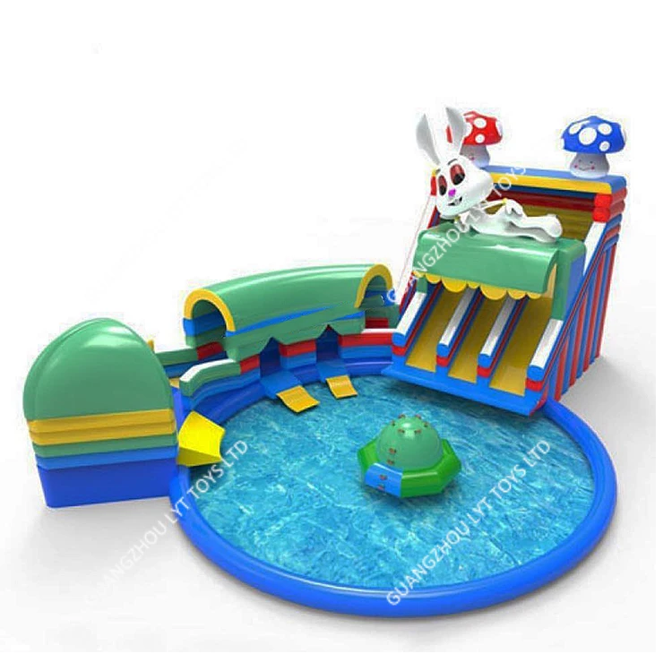 Wide pool swimming water park commercial bounce house inflatables water slide for adult
