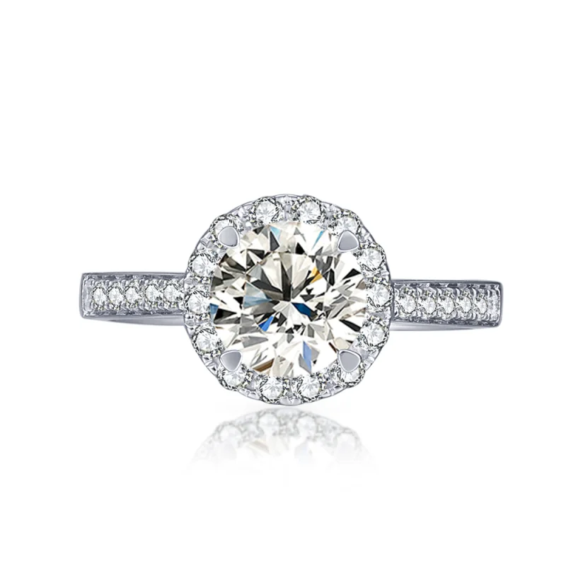 14K белое золото модные роскошные обручальные кольца 1.0CT круглой формы лабораторное выращенное кольцо с бриллиантами ювелирные изделия