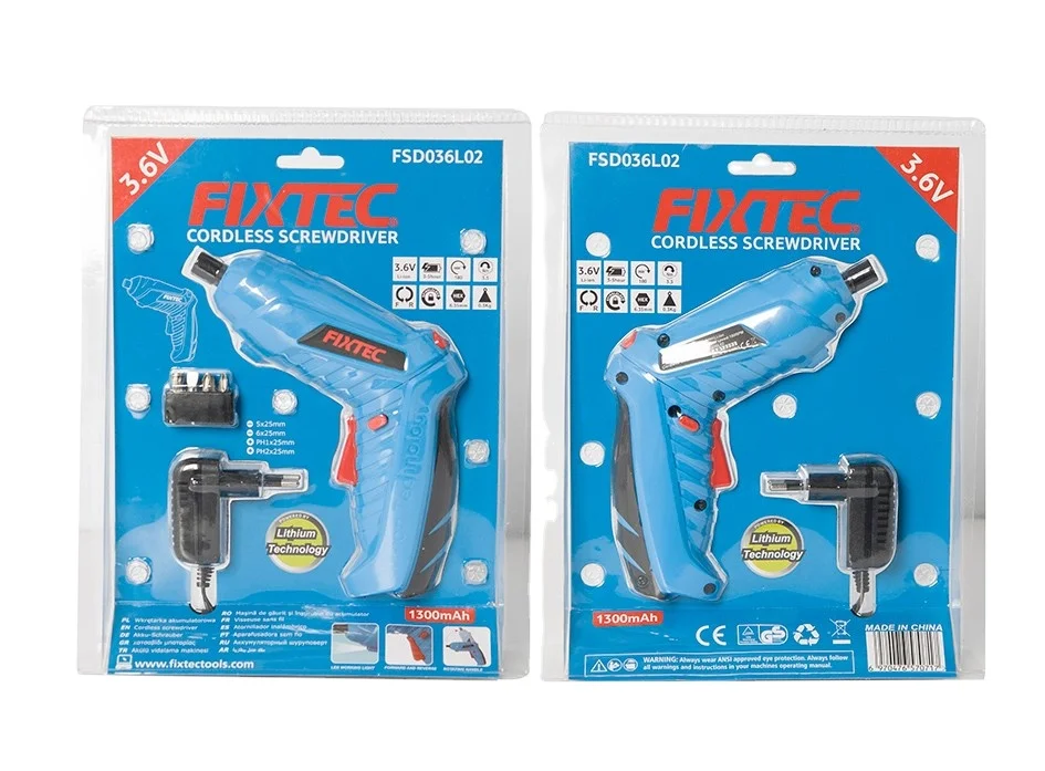 FIXTEC 3.6V Impact Screwdriver 3.5N.m Cordless Screwdriver with 4pc Screwdriver Bits