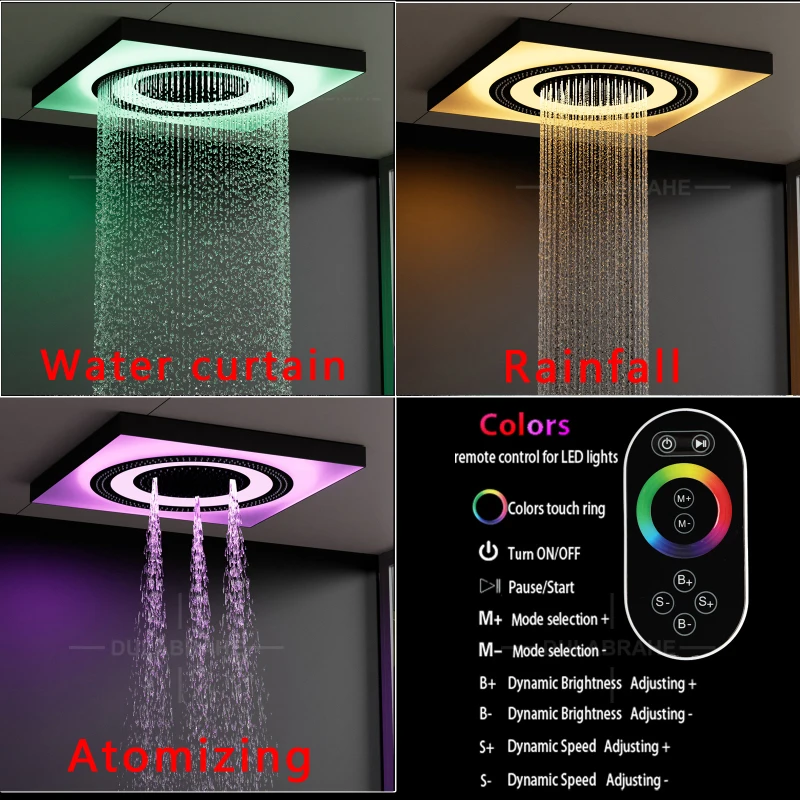 Music Led Shower Head 24 Inch Ceiling Embedded Rain Mist Cold and Hot Digital Display  Led Shower Set System