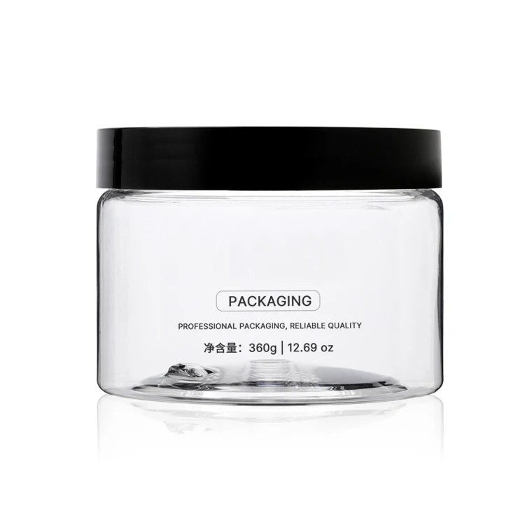 China Factory Wholesale Skincare Cosmetic Cream Jar 360g Clear Cosmetic Cream Plastic Jars With Screw Top Lids