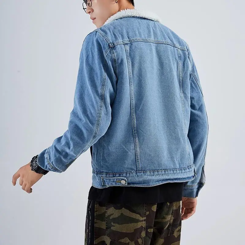 Korean Slim Wholesale Blue Thickened Cashmere Cotton Clothes 2024 Winter Flannel Windbreaker Jacket For Men