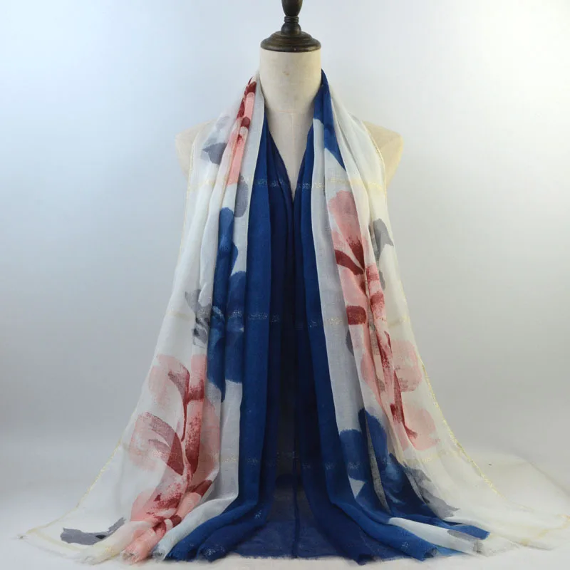 Акварельный шарф из хлопка и