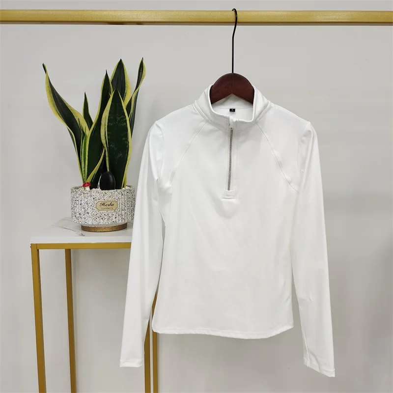 Women Half Zipper Horse Riding Long Sleeve Base Layer 10 Colors Nylon Spandex Equestrian Shirts Female Equitazione Summer Tops