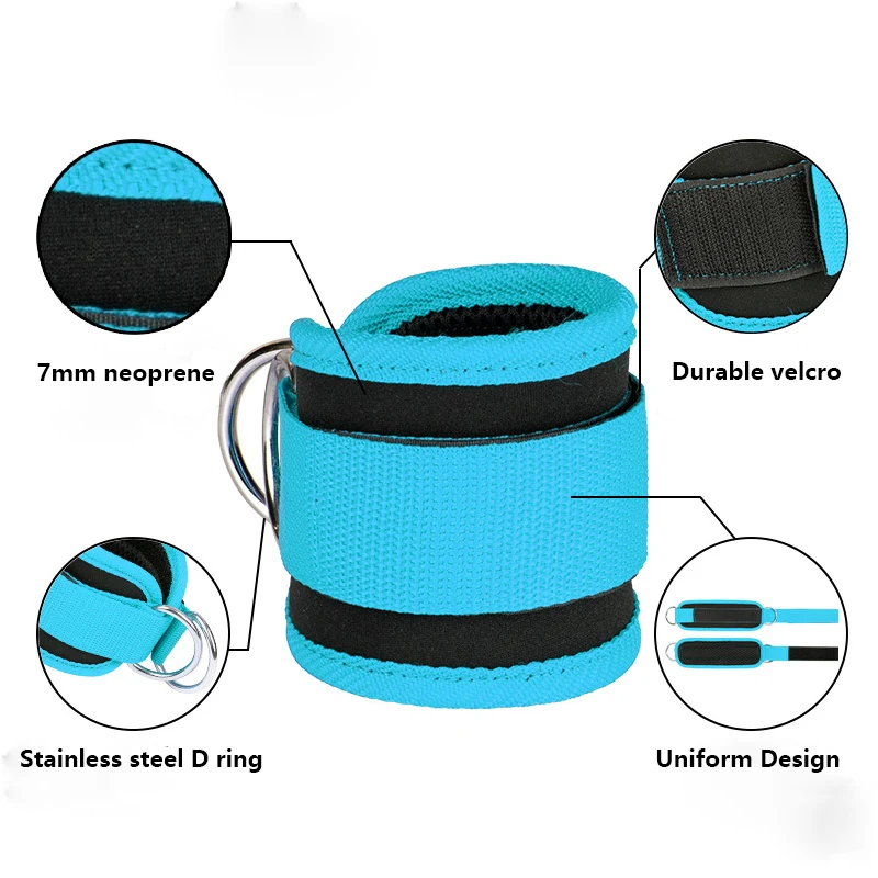 Ankle Straps With Double D-Ring Custom Neoprene Padded Adjustable Fitness  Ankle Straps For Cable Machines