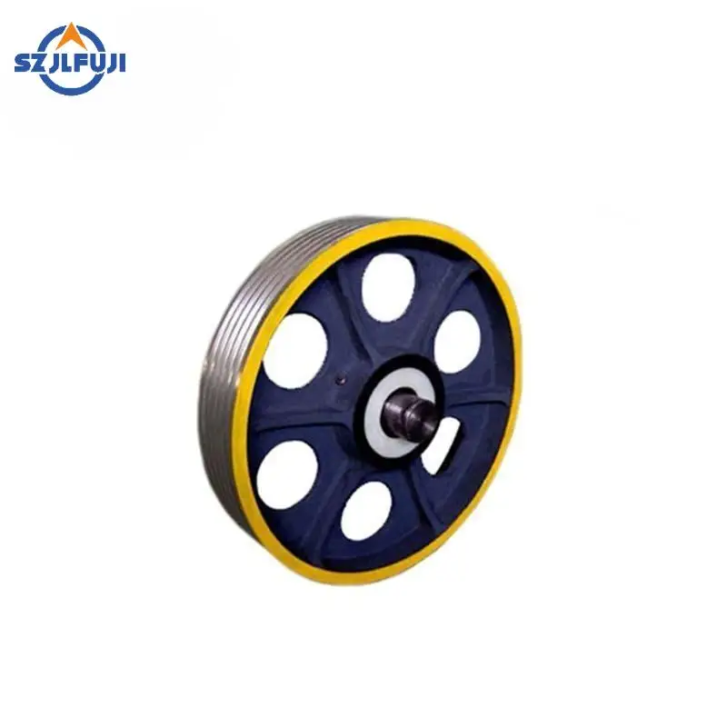 FUJI High quality wear-resistant non-standard large alloy steel cast pulley elevator wheel Belt Sheave