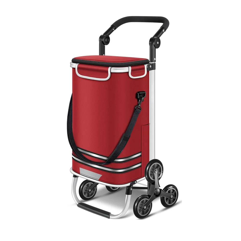 Hot Sales Custom Stairs Climbing Foldable Supermarket Collapsible Trolley Cart 6 Wheels Portable Folding Shopping Trolley Bag