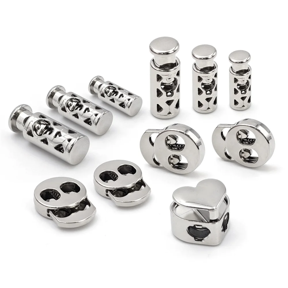 Custom cord Spring stopper stop rope lock metal drawstring One hole cord lock toggle for string bikini shorts clothing