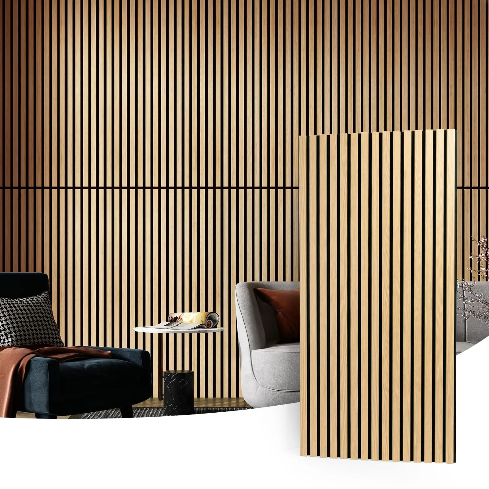 Soundproof Pet Mdf Veneer Decorative Proof Cladding Acoustic Wall Panels Akupanel Sound Wooden Slat Wood Acoustic Wall Panel