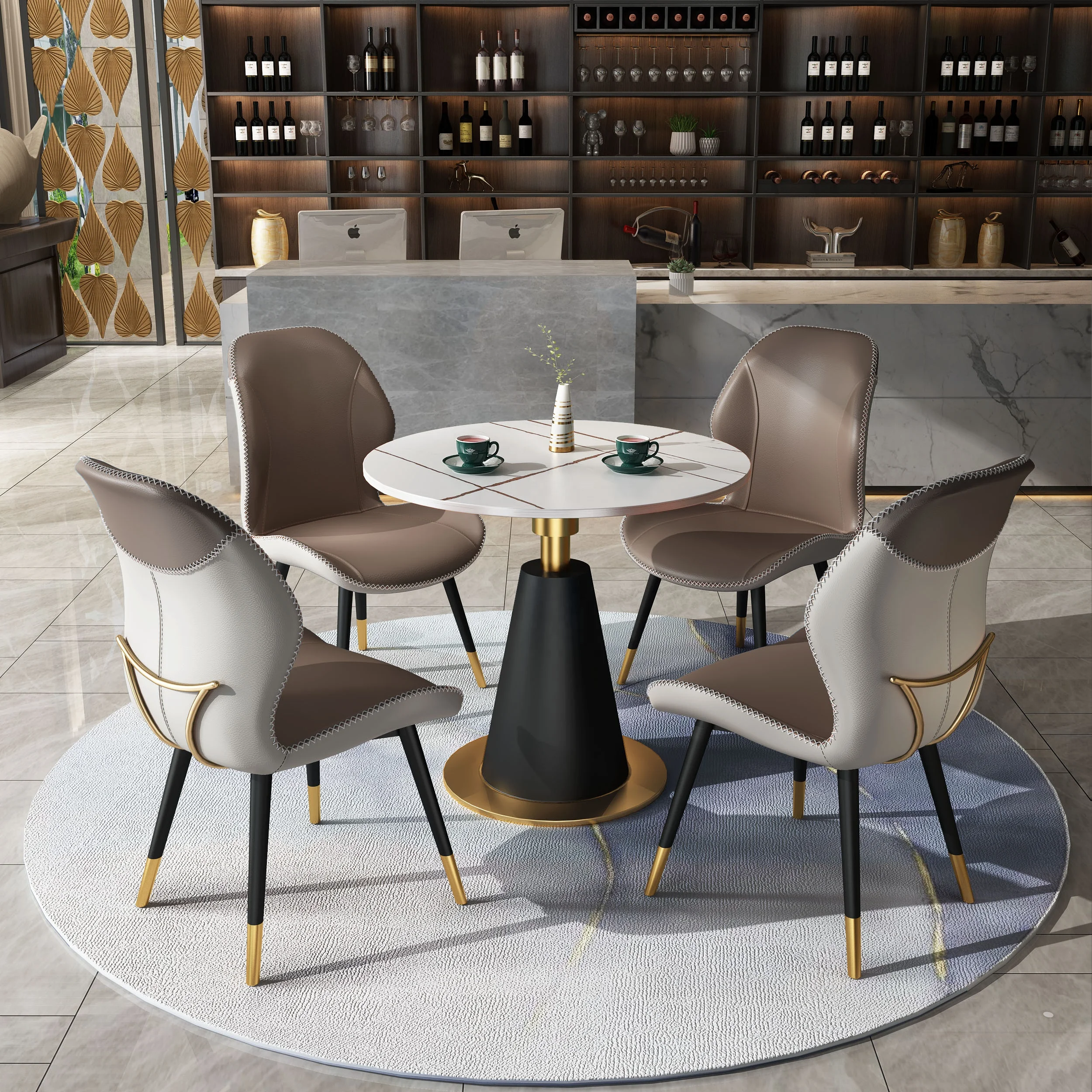 Lodern coffee shop tables Light luxury cheap cafe-restaurant tables and chairs interactive restaurant dinner table et chaises