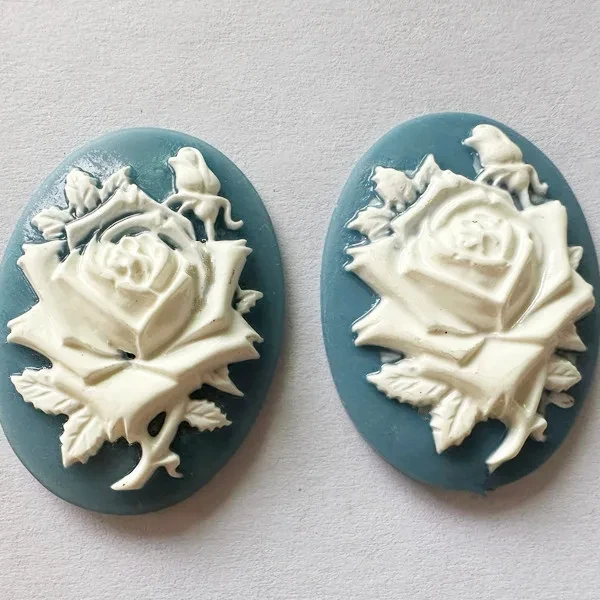 30mmx40mm 21 Colors Flatback Resin Flower Rose Cabochon Charm Finding,Fit Base Setting Tray Bezel,DIY Accessory Jewellery Making