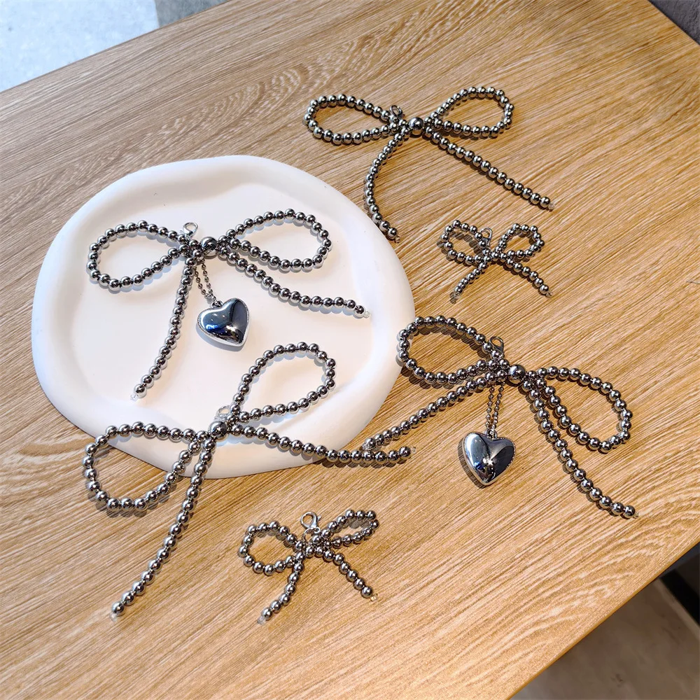 Fashion Pearl Tassel Shoelace Charm Rhinestone Metal Tag Shoe Clips Pearl Ribbon Bow Sneakers Accessory  Y2K Shoe lace Charms