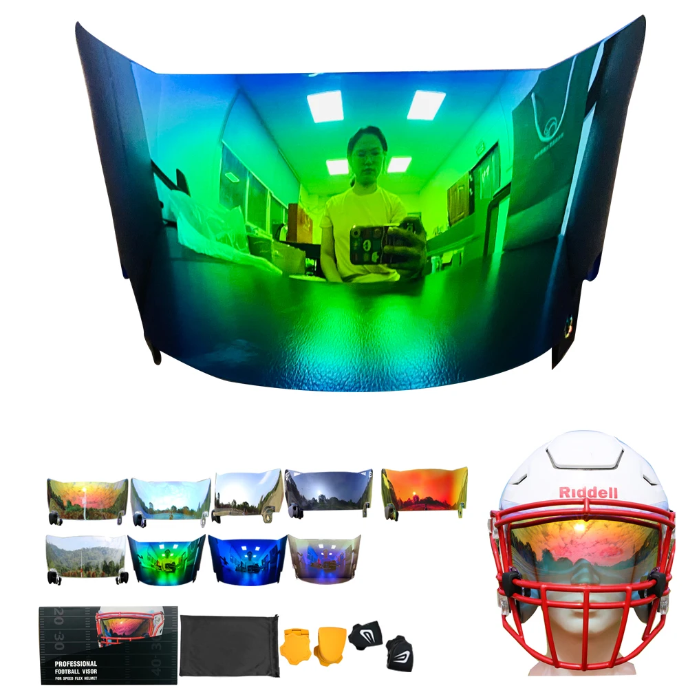 REVO Green Color Patented Football Visors Designed for Speed Flex Helmets Football Helmet Protective Shields