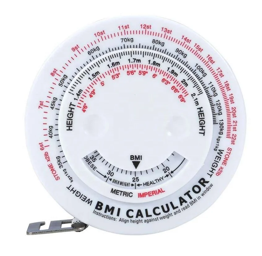 Hot sale 150cm BMI Body Mass Index Retractable Tape For Diet Weight Loss Tape Measure