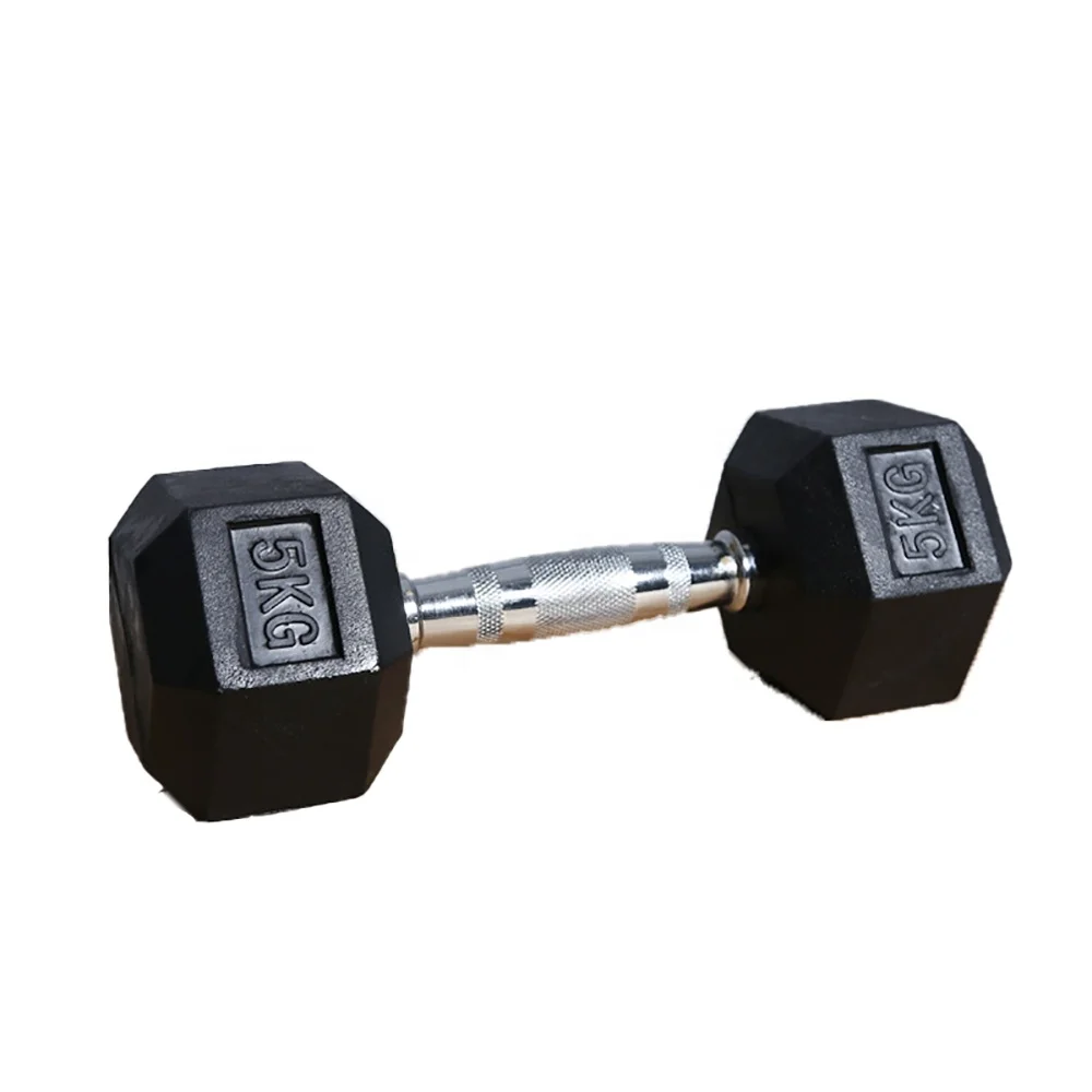 
In stock ready to ship fixed black free weights fitness hexagonal rubber dumbbell for sale for exercise 