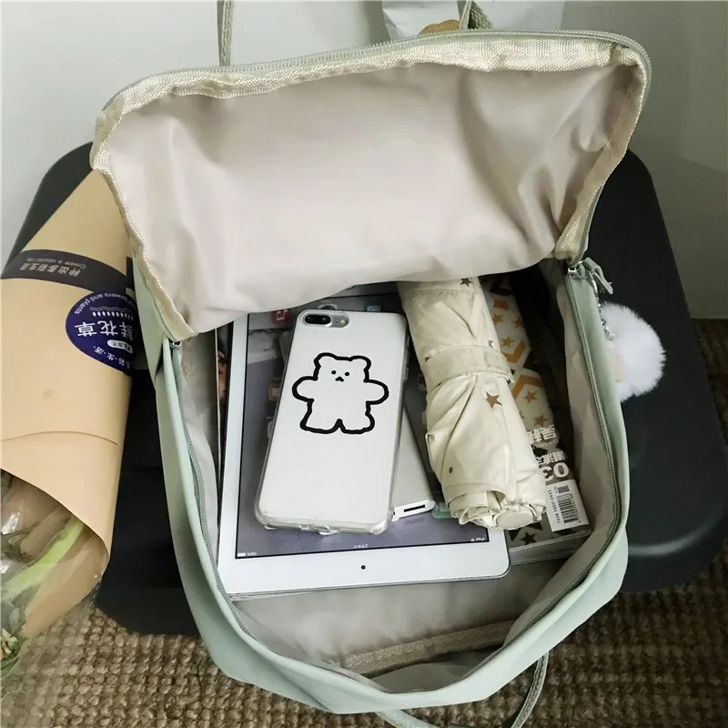 FREE SAMPLE Women Nylon Backpack Candy Color Waterproof School Bags for Teenagers Girls Patchwork Backpack