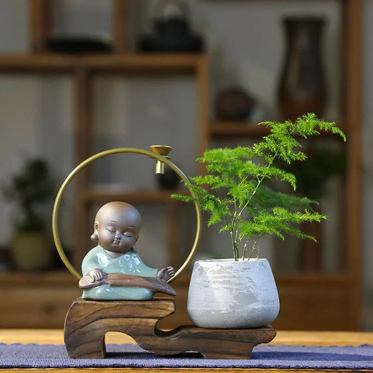 
Zen Backflow Incense Burner Tea Pet Flower Ornaments Chinese Home Decoration Furnishings Incense Burner Tea Ceremony Accessories 