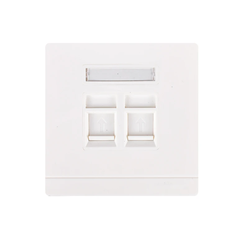 Dual Port 86 Type Wall Mounted Face Plate Outlet For Cat5e Cat6 UTP Lan Network Cable One Gang ABS PC White RJ45 Keystone Jack