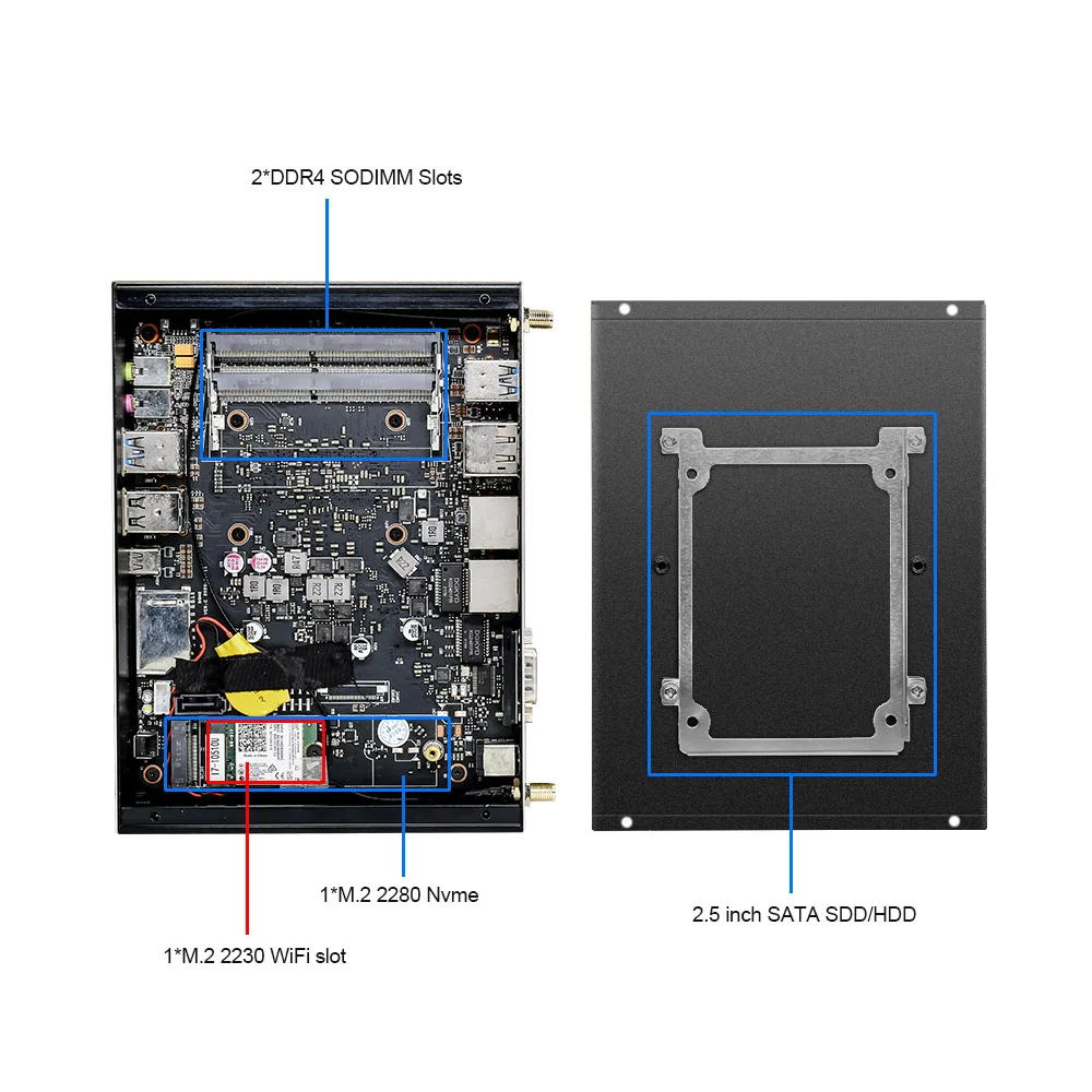 Topton New Fanless Mini pc Inte-l 4 Cores 8 Threads i7 10510U Processor(up to 4.9Ghz) Portable Compact Computer Win10 Pro