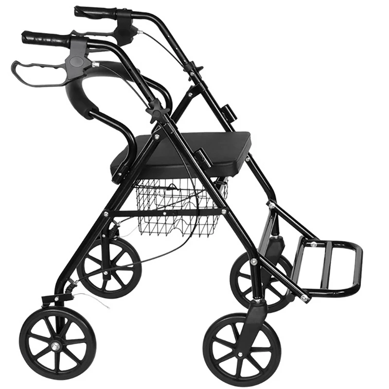 steel shopping cart portable handcart wheel disabled portable adult folding lightweight rollator walker foldable rollator