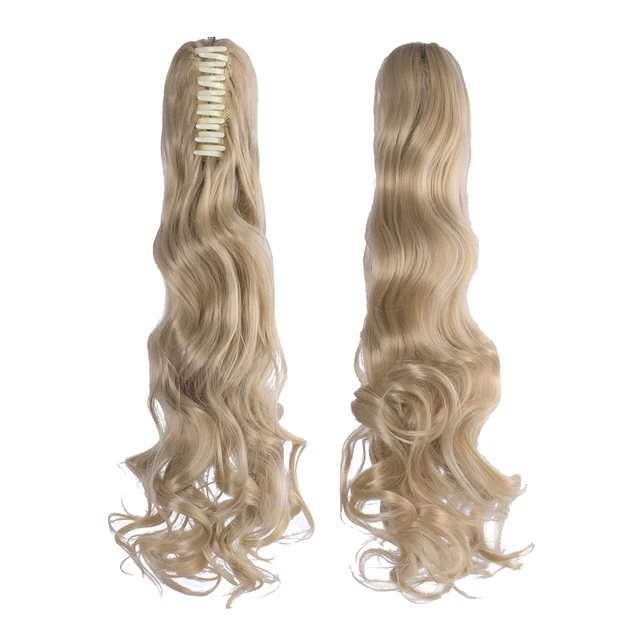 wholesale Claw Clip in Hair Extension 22 Inch Natural Soft Jaw Claw Synthetic Hairpiece Wavy Ponytail Extension for Women