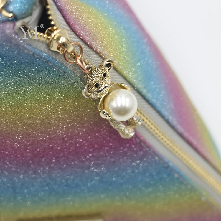 PVC leather cosmetic bags triangle oem colorful small pouch make up bag for women