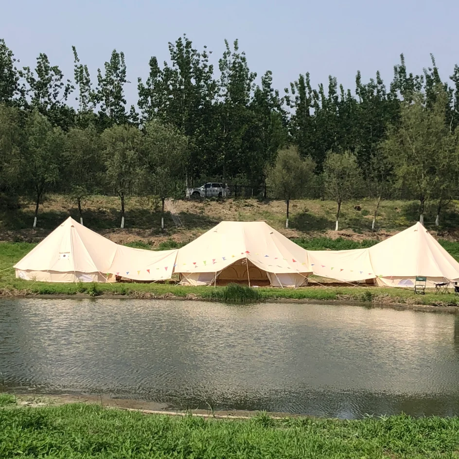 China Glamping Polyester Cotton Canvas Tente Waterproof Camping 6M Emperor Bell Tent