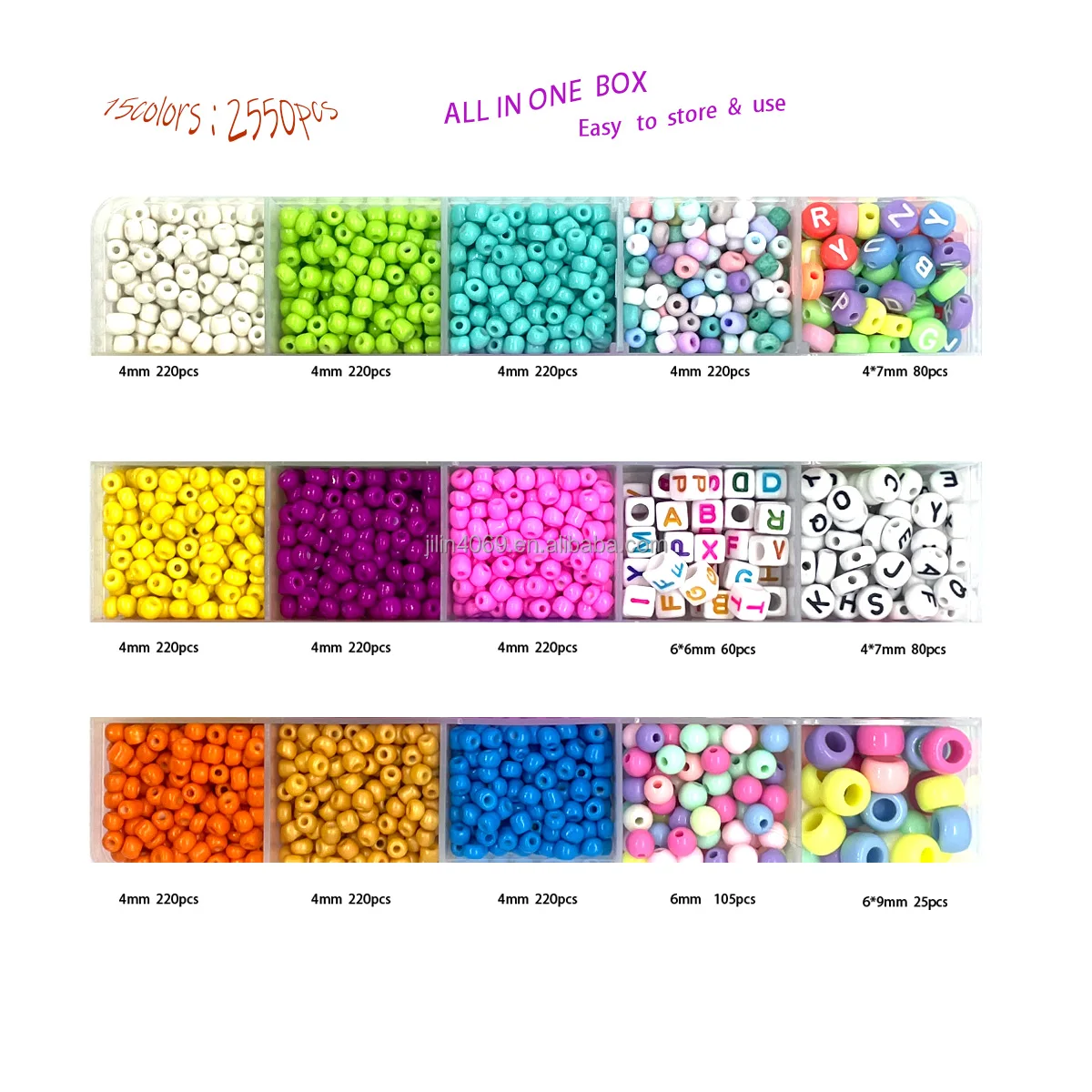2550pcs  Rice Beads Handcrafted pony beads and letter beads DIY Necklace Bracelet Jewelry  Making Set Box Supplier Findings