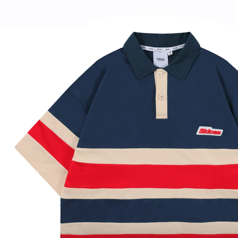 OEM индивидуальный дизайн Высококачественная полосатая хлопковая рубашка-поло мужские рубашки-поло для гольфа с цветными блоками