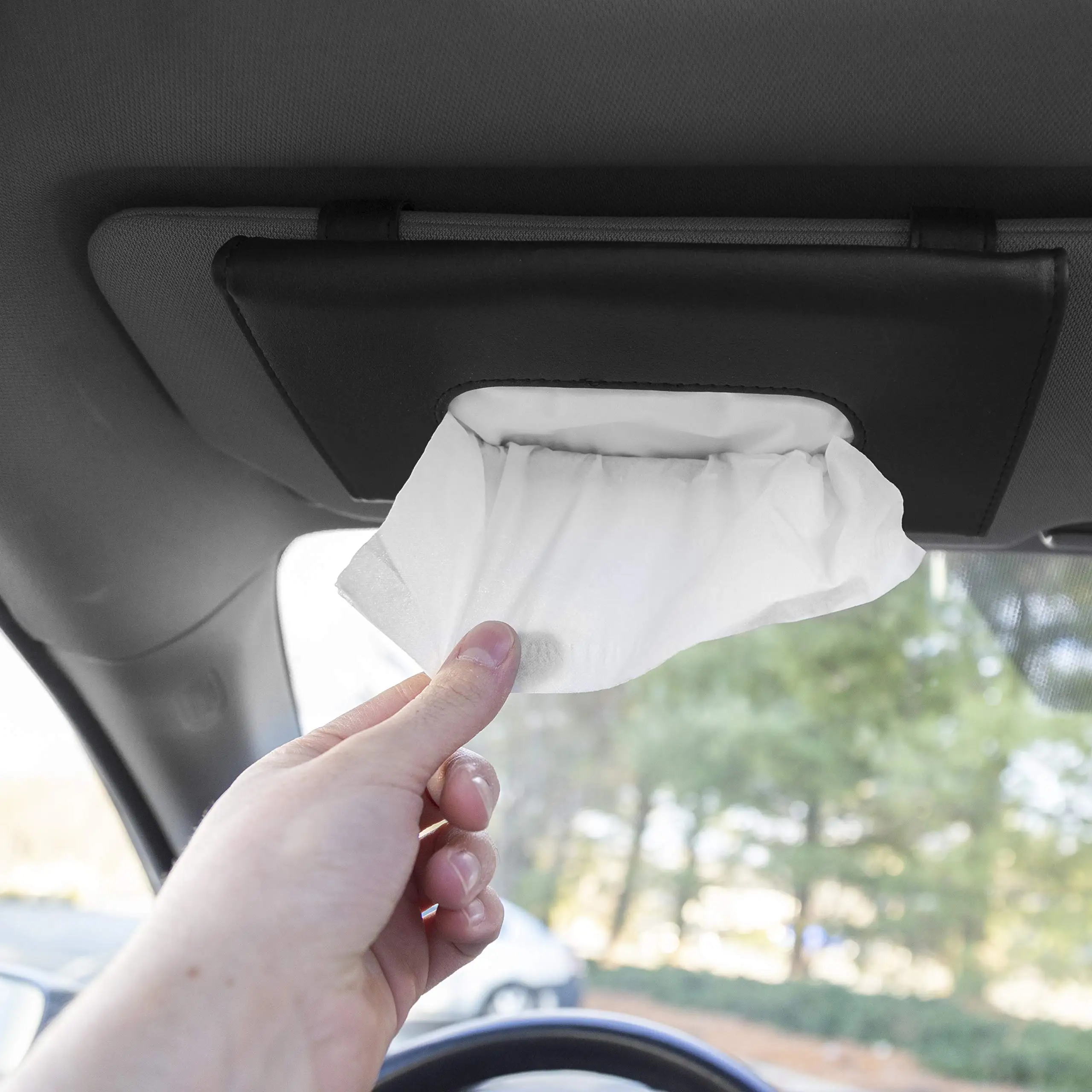 Car vehicle tissue box sunshade sunroof drawer hanging creative leather car interior accessories