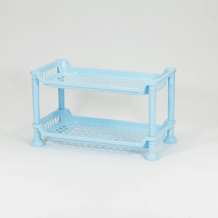 2-layers home room storage bathroom plastic rkitchen utility rack plastic for sale