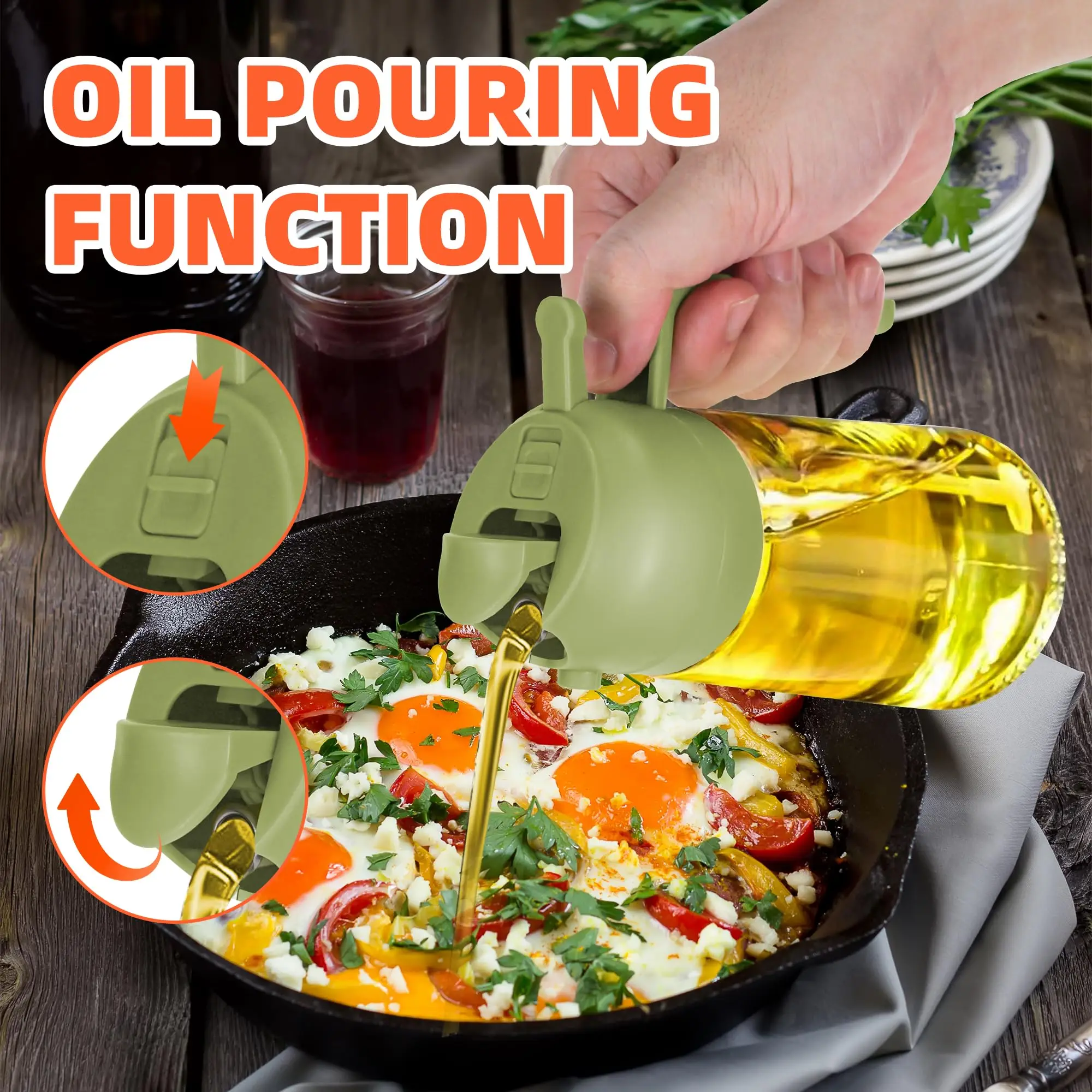 Wholesale 16oz 2-in-1 Olive Oil Dispenser and Sprayer with 470ml capacity for Kitchen Oil Bottle with Cheap price