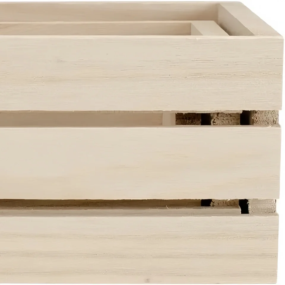 Rustic Wooden Crate Decorative Storage Container Rectangle Shape Nesting Boxes for Display and Decor