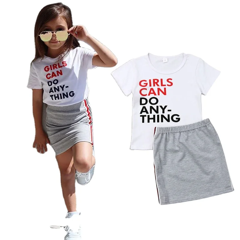 Kids t shirts sets dress plain girls tees kids smocked clothing stylish kids clothing girls 5 years manufacturer direct sale