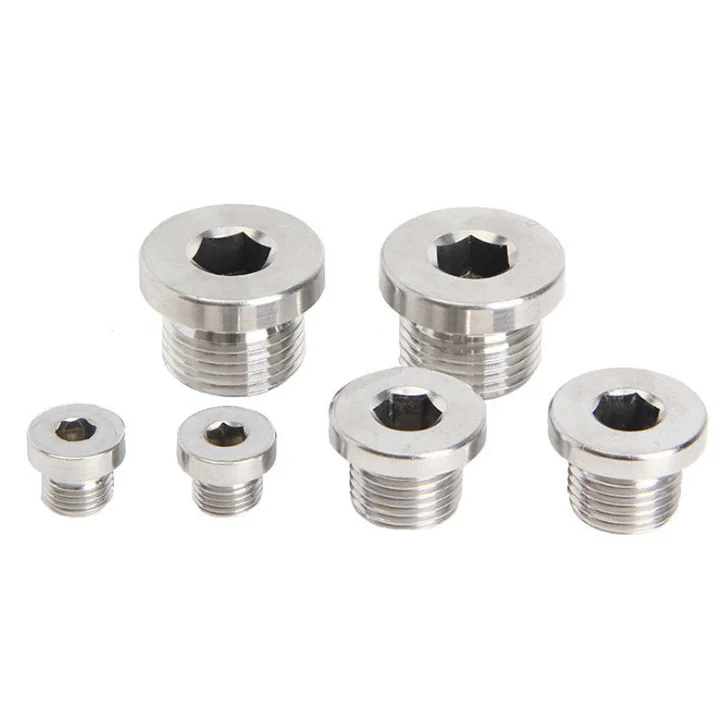 Металлические винтовые заглушки DIN908 с внутренним приводом и цилиндрической резьбой