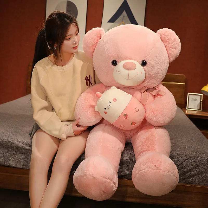 Giant Hugging Milk Tea Bubble Cup Stuffed Boba Teddy Bear Plush Toy Sleeping Doll