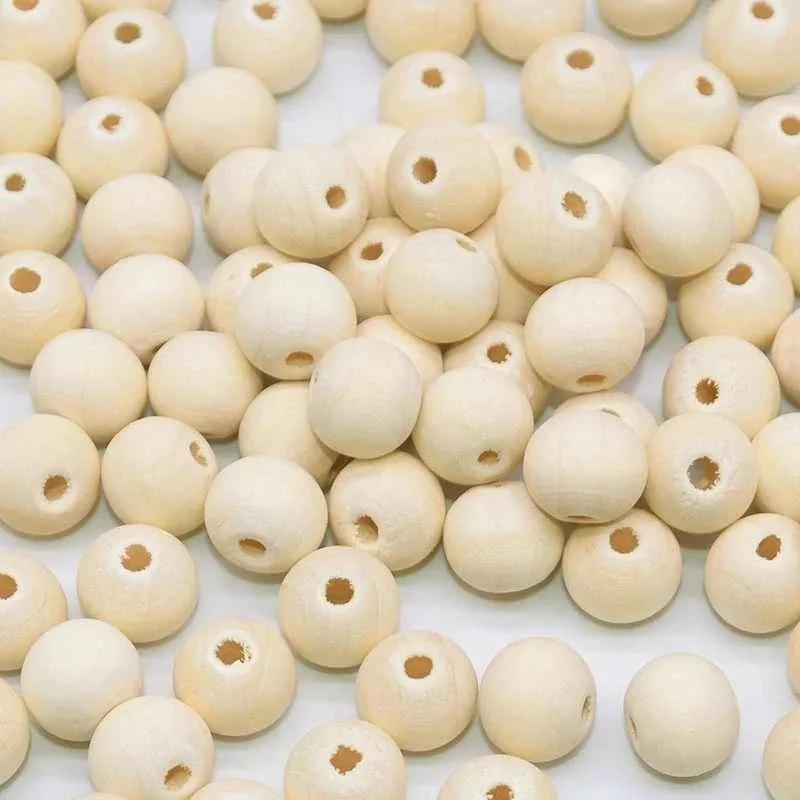 10-200pcs 8-25mm DIY Natural Wooden Beads Wood Round Ball For Accessories Making Bracelet Necklace Wooden Round Hole Bead Balls